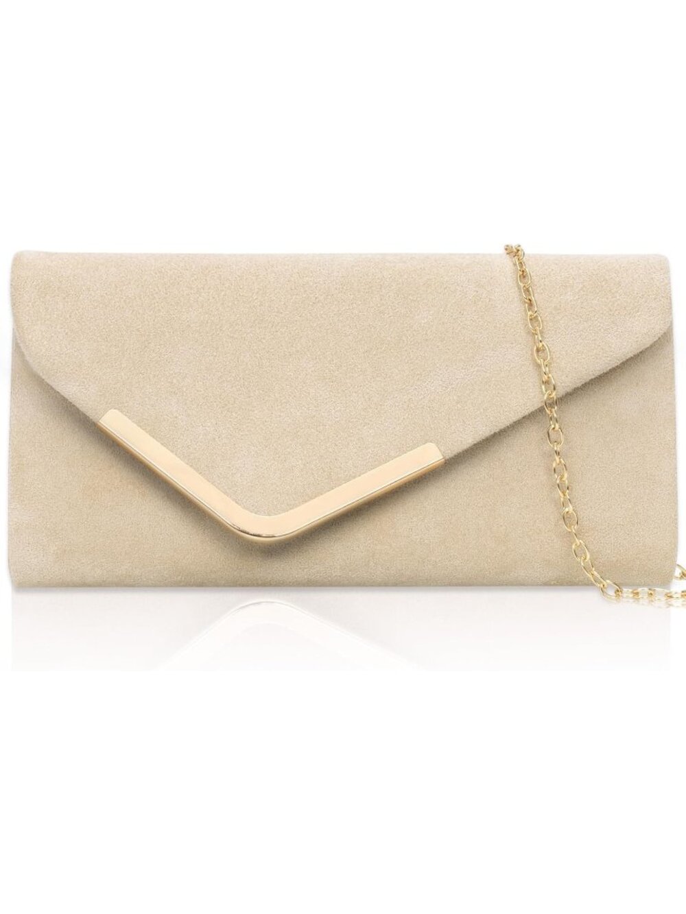 〽️Women Apricot SuedeEnvelope Clutch Evening ShinySequin Party Prom Chain Purse